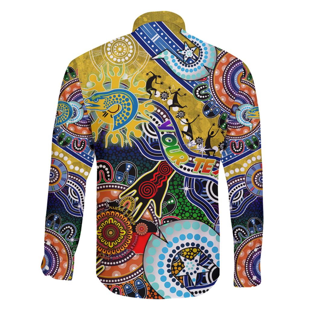 Personalised Eels NAIDOC Week 2024 Family Matching Off Shoulder Short Dress and Hawaiian Shirt Australia Aboriginal Dot Painting