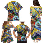 Personalised Eels NAIDOC Week 2024 Family Matching Puletasi and Hawaiian Shirt Australia Aboriginal Dot Painting