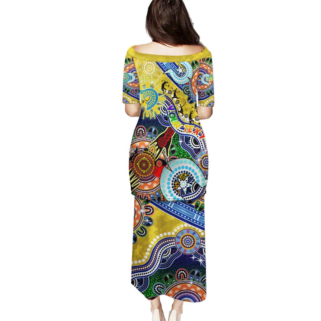 Personalised Eels NAIDOC Week 2024 Family Matching Puletasi and Hawaiian Shirt Australia Aboriginal Dot Painting