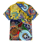 Personalised Eels NAIDOC Week 2024 Family Matching Short Sleeve Bodycon Dress and Hawaiian Shirt Australia Aboriginal Dot Painting