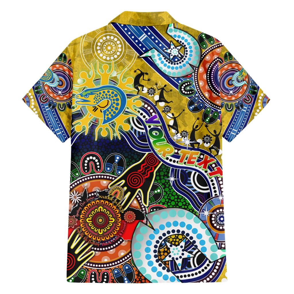 Personalised Eels NAIDOC Week 2024 Family Matching Short Sleeve Bodycon Dress and Hawaiian Shirt Australia Aboriginal Dot Painting