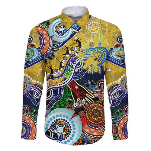 Personalised Eels NAIDOC Week 2024 Family Matching Short Sleeve Bodycon Dress and Hawaiian Shirt Australia Aboriginal Dot Painting