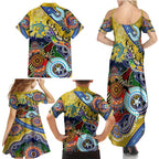 Personalised Eels NAIDOC Week 2024 Family Matching Summer Maxi Dress and Hawaiian Shirt Australia Aboriginal Dot Painting