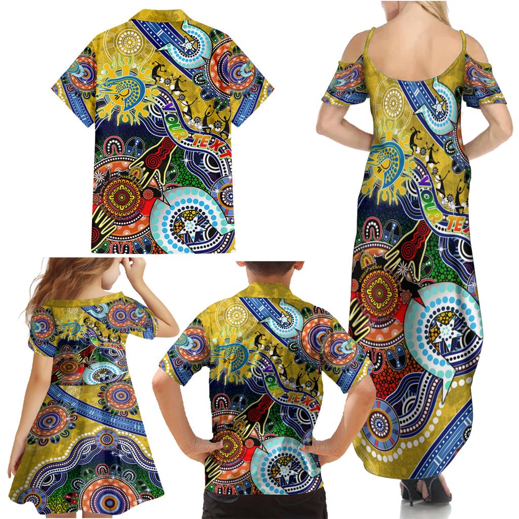 Personalised Eels NAIDOC Week 2024 Family Matching Summer Maxi Dress and Hawaiian Shirt Australia Aboriginal Dot Painting