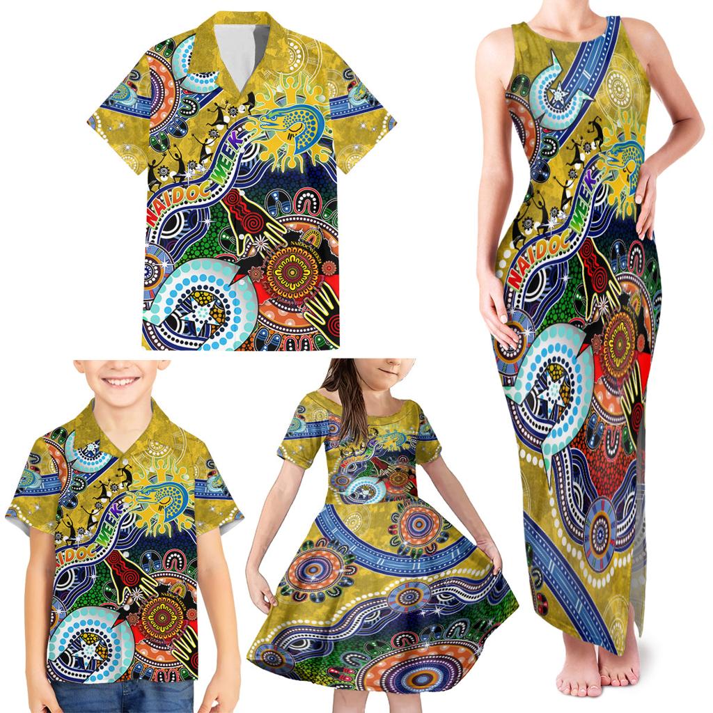 Personalised Eels NAIDOC Week 2024 Family Matching Tank Maxi Dress and Hawaiian Shirt Australia Aboriginal Dot Painting