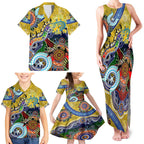 Personalised Eels NAIDOC Week 2024 Family Matching Tank Maxi Dress and Hawaiian Shirt Australia Aboriginal Dot Painting