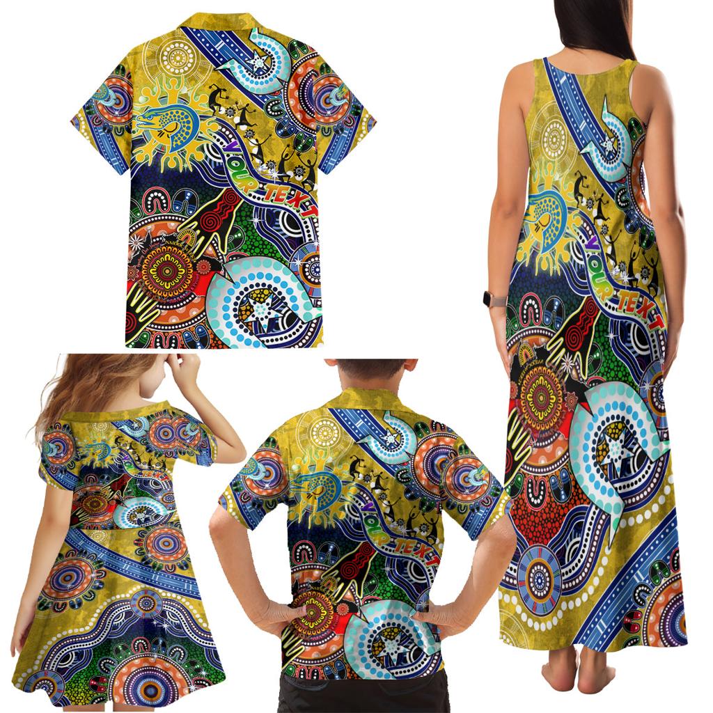 Personalised Eels NAIDOC Week 2024 Family Matching Tank Maxi Dress and Hawaiian Shirt Australia Aboriginal Dot Painting
