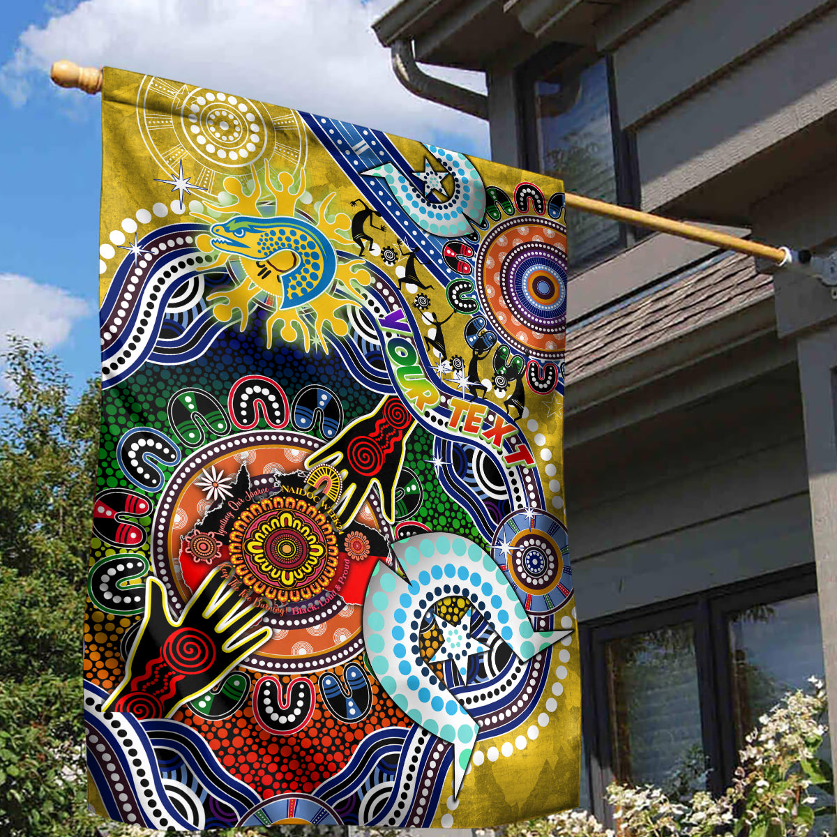 Personalised Eels NAIDOC Week 2024 Garden Flag Australia Aboriginal Dot Painting