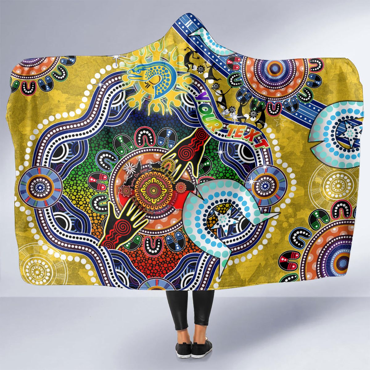 Personalised Eels NAIDOC Week 2024 Hooded Blanket Australia Aboriginal Dot Painting