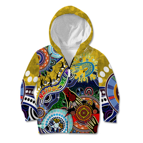 Personalised Eels NAIDOC Week 2024 Kid Hoodie Australia Aboriginal Dot Painting
