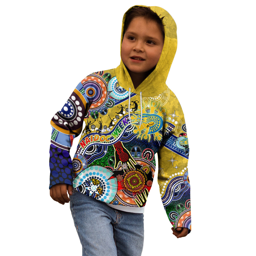 Personalised Eels NAIDOC Week 2024 Kid Hoodie Australia Aboriginal Dot Painting