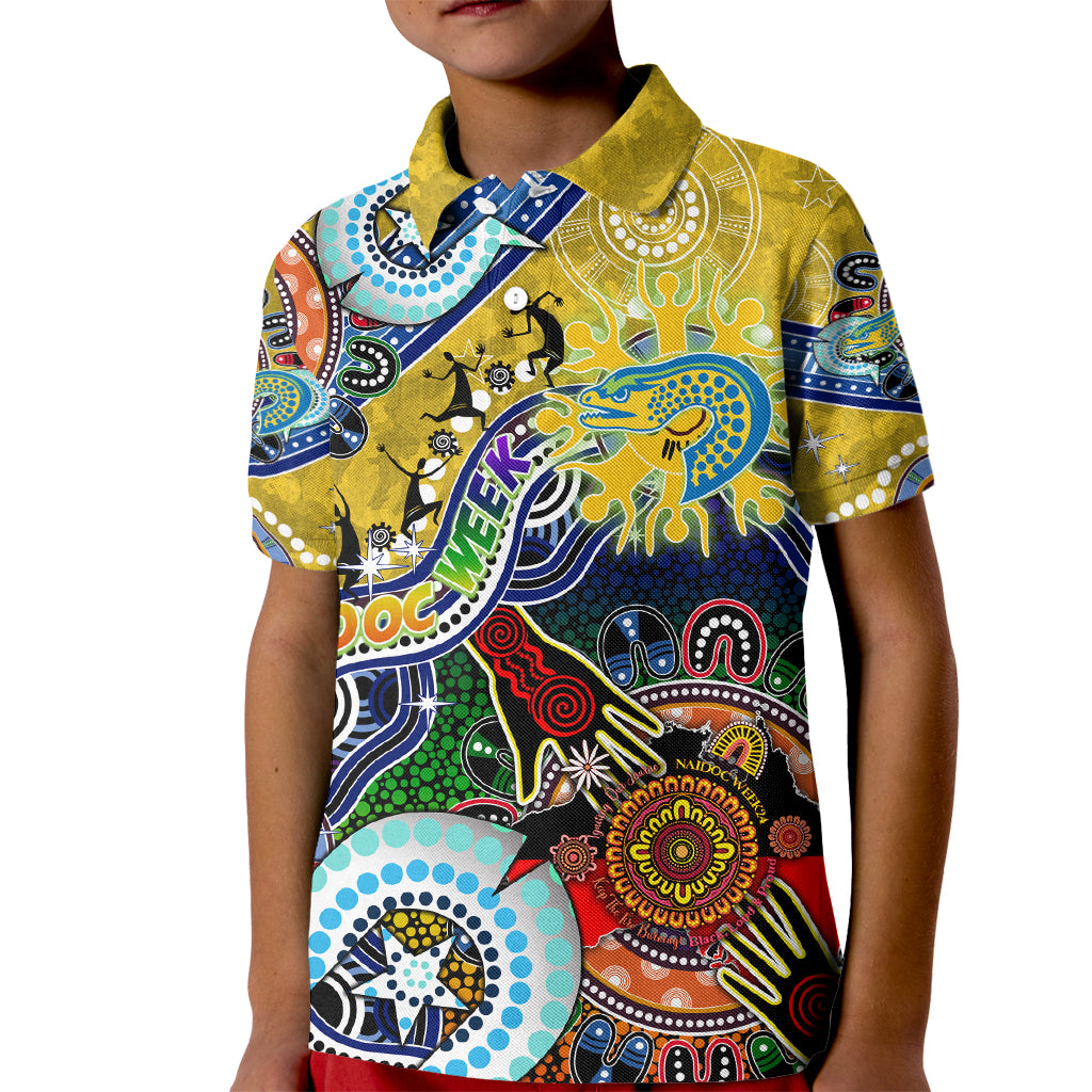 Personalised Eels NAIDOC Week 2024 Kid Polo Shirt Australia Aboriginal Dot Painting