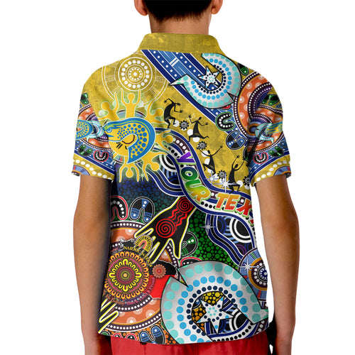 Personalised Eels NAIDOC Week 2024 Kid Polo Shirt Australia Aboriginal Dot Painting