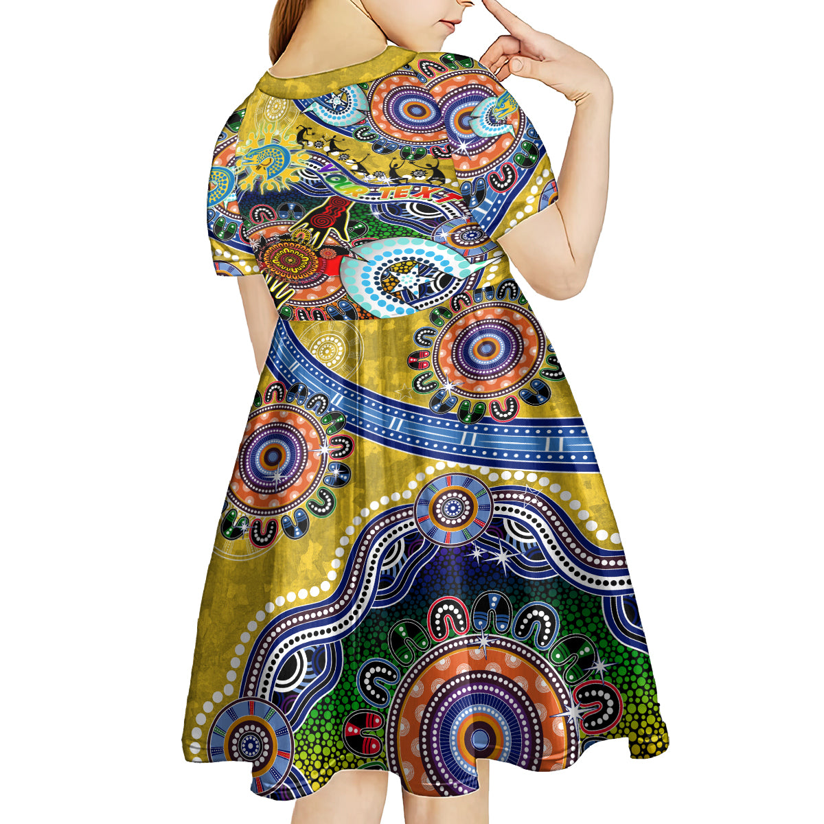Personalised Eels NAIDOC Week 2024 Kid Short Sleeve Dress Australia Aboriginal Dot Painting