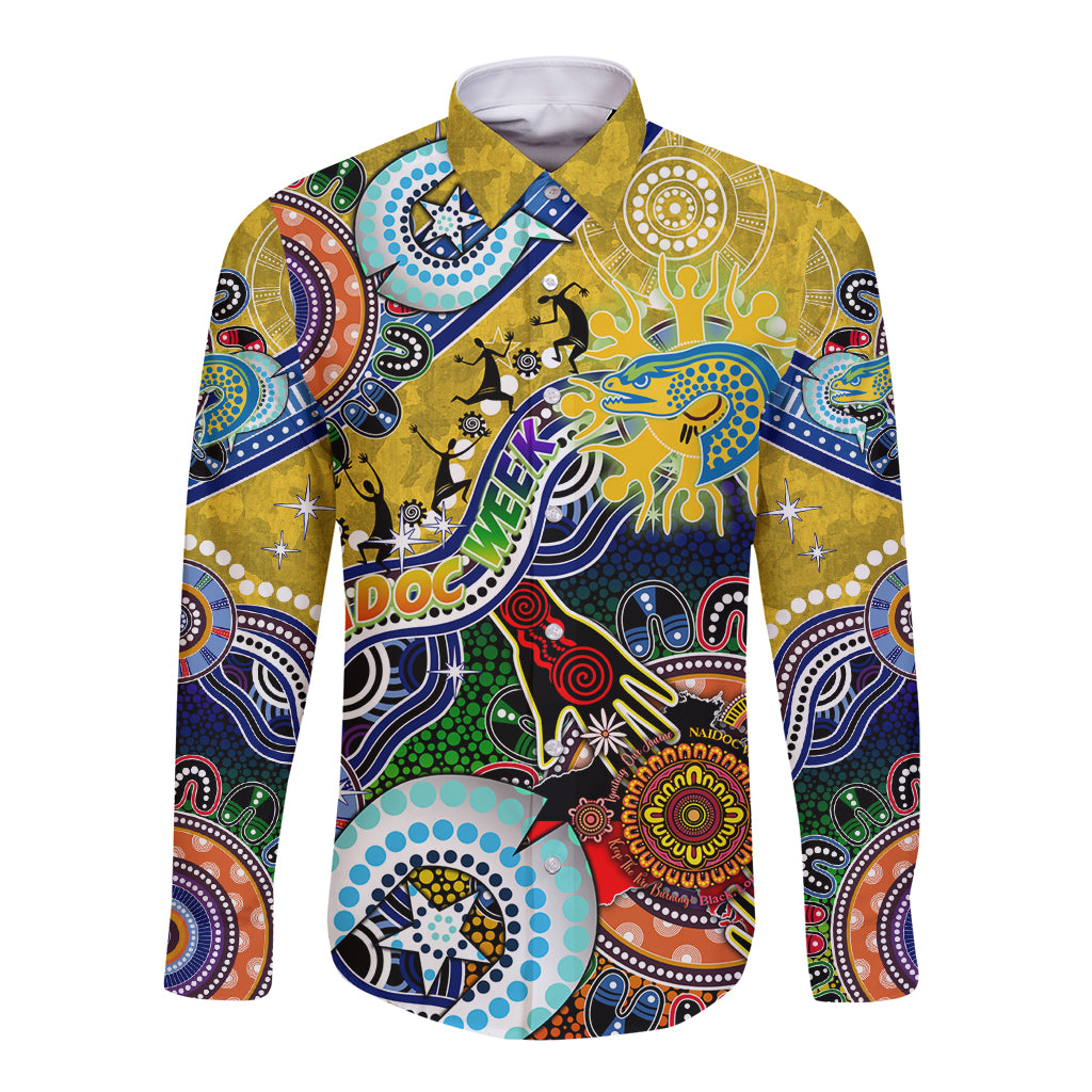Personalised Eels NAIDOC Week 2024 Long Sleeve Button Shirt Australia Aboriginal Dot Painting