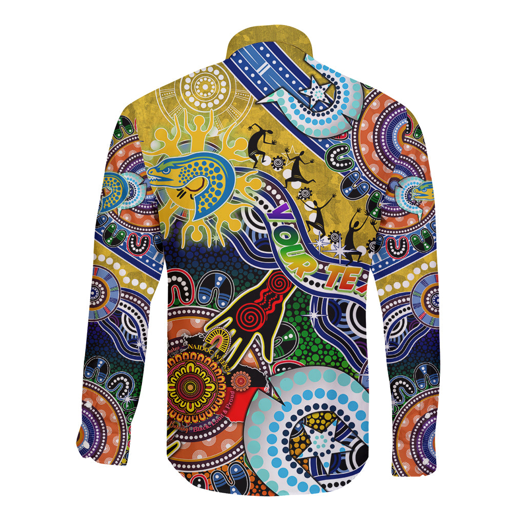 Personalised Eels NAIDOC Week 2024 Long Sleeve Button Shirt Australia Aboriginal Dot Painting