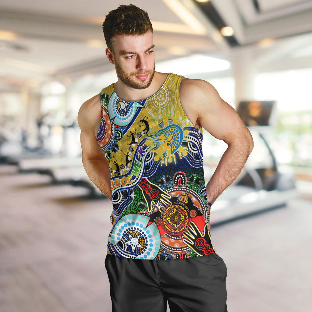 Personalised Eels NAIDOC Week 2024 Men Tank Top Australia Aboriginal Dot Painting