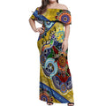 Personalised Eels NAIDOC Week 2024 Off Shoulder Maxi Dress Australia Aboriginal Dot Painting