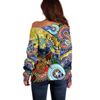 Personalised Eels NAIDOC Week 2024 Off Shoulder Sweater Australia Aboriginal Dot Painting