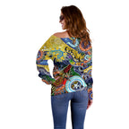Personalised Eels NAIDOC Week 2024 Off Shoulder Sweater Australia Aboriginal Dot Painting
