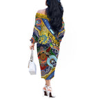 Personalised Eels NAIDOC Week 2024 Off The Shoulder Long Sleeve Dress Australia Aboriginal Dot Painting