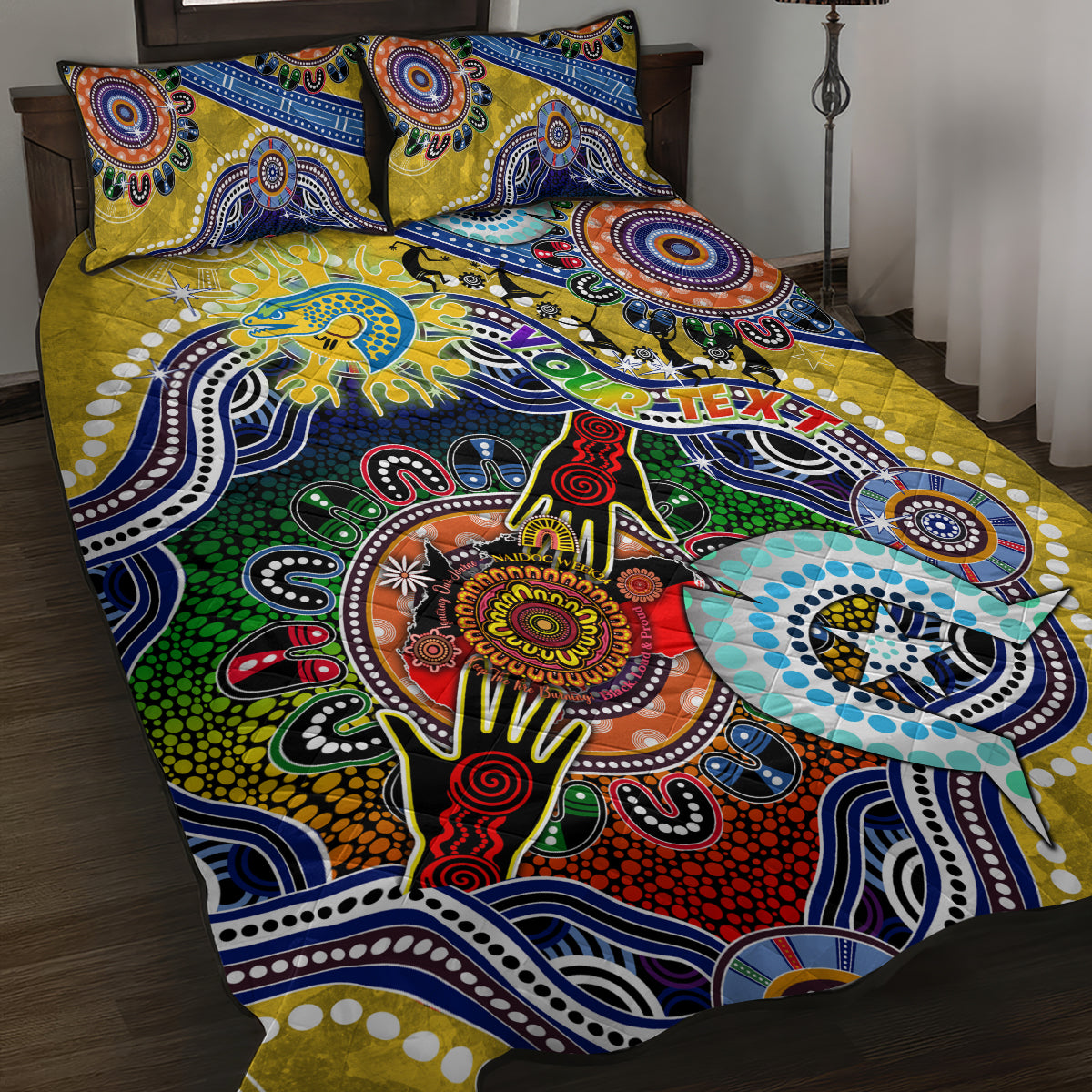 Personalised Eels NAIDOC Week 2024 Quilt Bed Set Australia Aboriginal Dot Painting