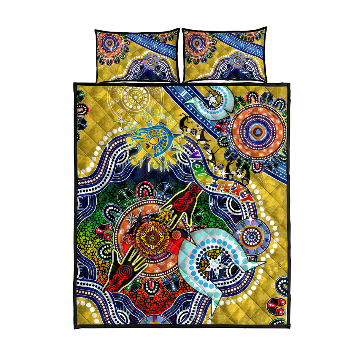 Personalised Eels NAIDOC Week 2024 Quilt Bed Set Australia Aboriginal Dot Painting