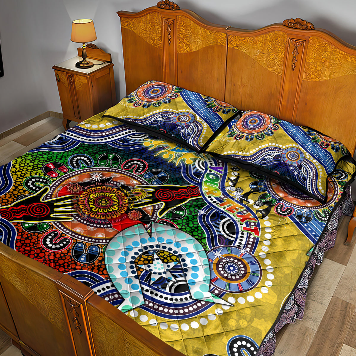 Personalised Eels NAIDOC Week 2024 Quilt Bed Set Australia Aboriginal Dot Painting