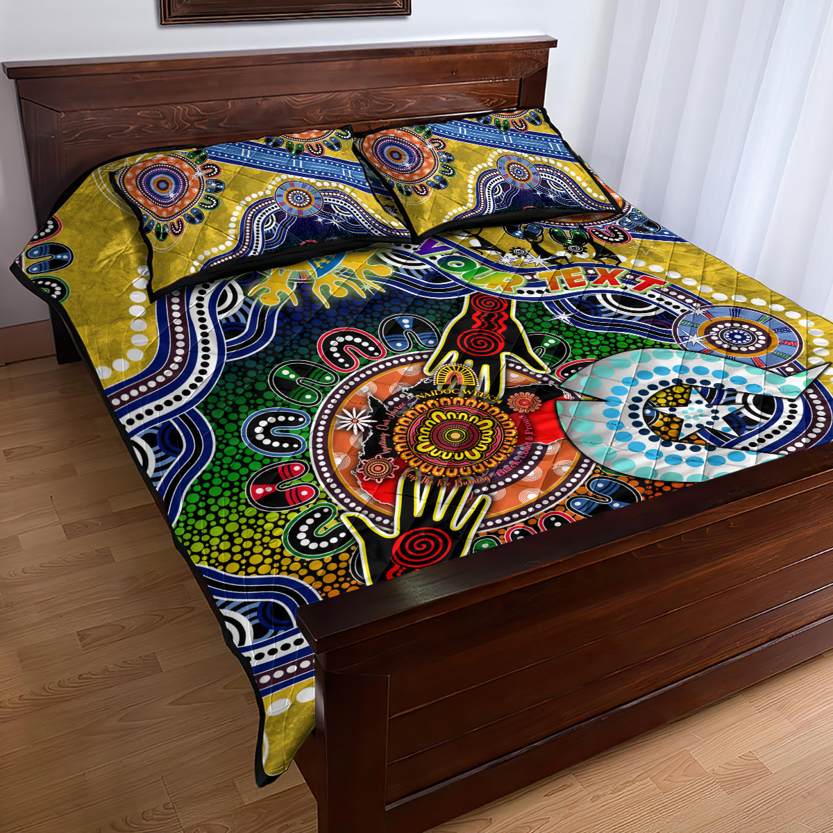 Personalised Eels NAIDOC Week 2024 Quilt Bed Set Australia Aboriginal Dot Painting