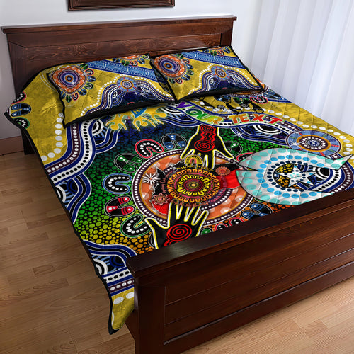 Personalised Eels NAIDOC Week 2024 Quilt Bed Set Australia Aboriginal Dot Painting
