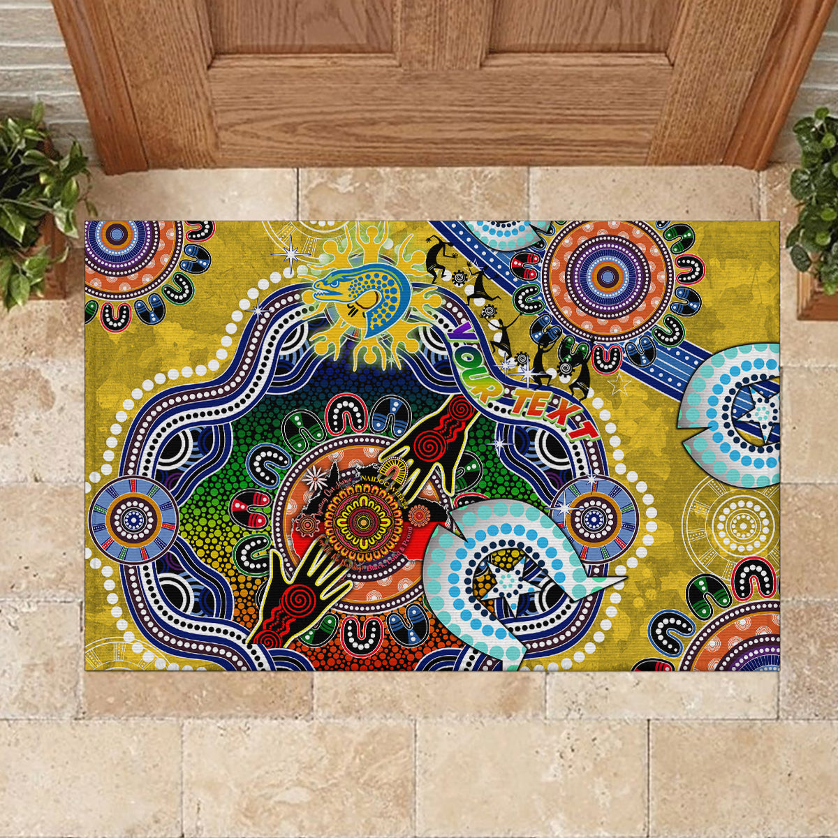 Personalised Eels NAIDOC Week 2024 Rubber Doormat Australia Aboriginal Dot Painting