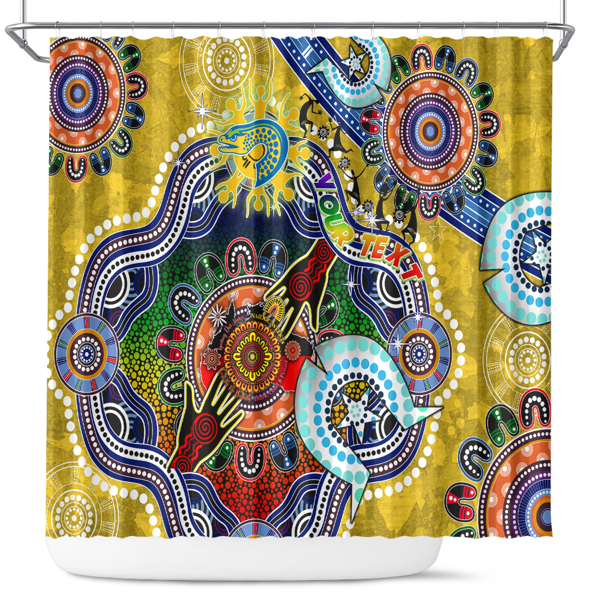 Personalised Eels NAIDOC Week 2024 Shower Curtain Australia Aboriginal Dot Painting