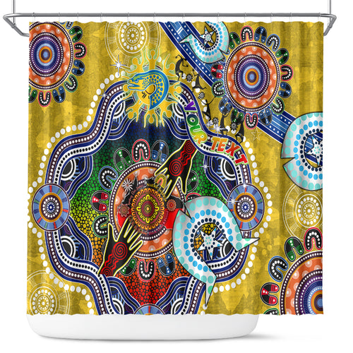 Personalised Eels NAIDOC Week 2024 Shower Curtain Australia Aboriginal Dot Painting