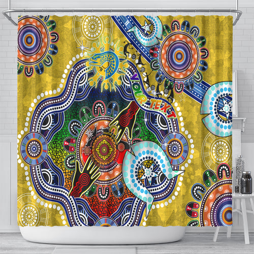 Personalised Eels NAIDOC Week 2024 Shower Curtain Australia Aboriginal Dot Painting