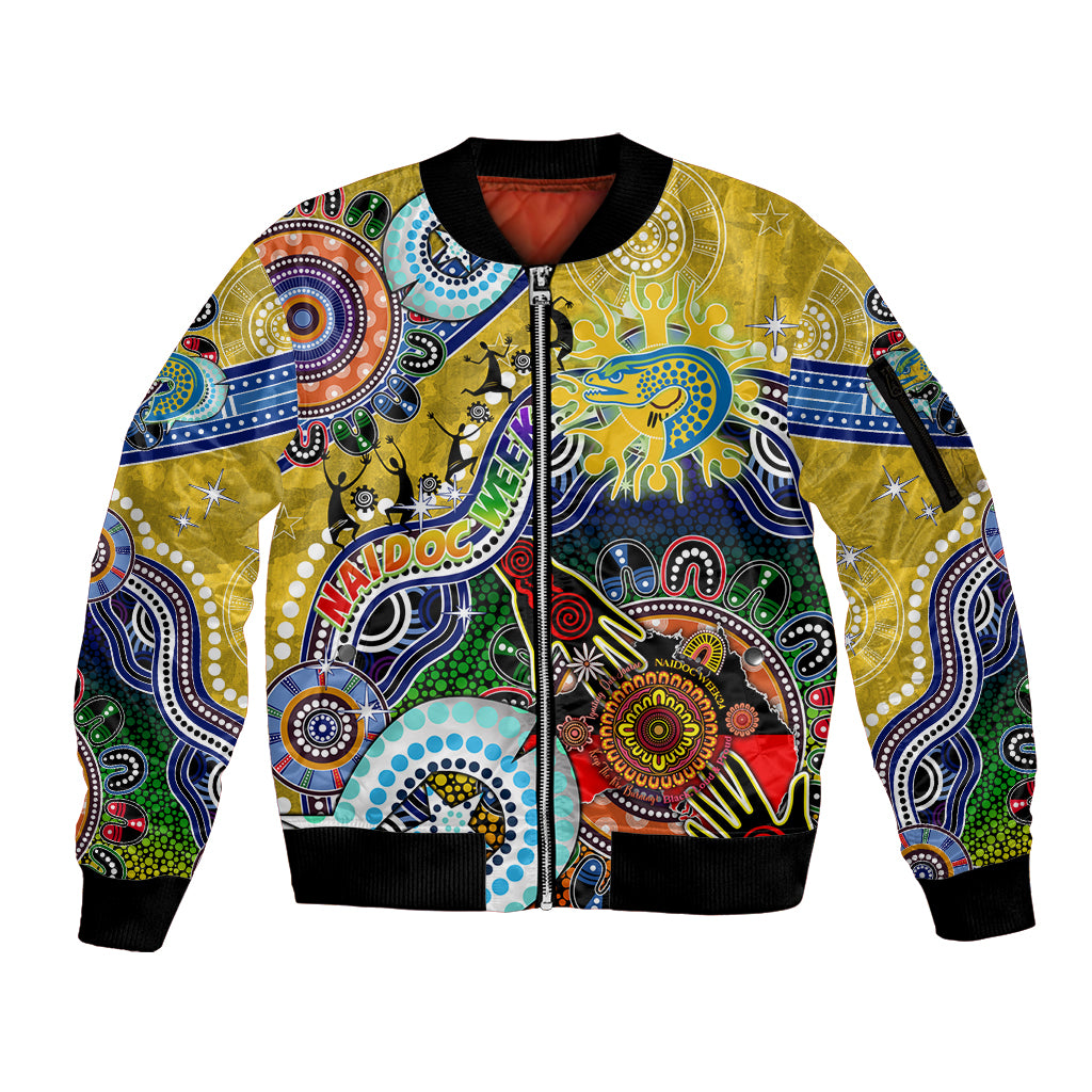 Personalised Eels NAIDOC Week 2024 Sleeve Zip Bomber Jacket Australia Aboriginal Dot Painting