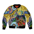 Personalised Eels NAIDOC Week 2024 Sleeve Zip Bomber Jacket Australia Aboriginal Dot Painting