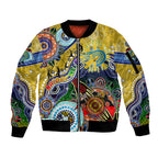 Personalised Eels NAIDOC Week 2024 Sleeve Zip Bomber Jacket Australia Aboriginal Dot Painting