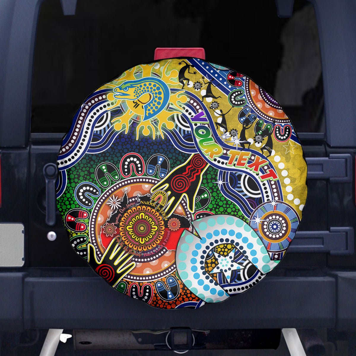 Personalised Eels NAIDOC Week 2024 Spare Tire Cover Australia Aboriginal Dot Painting