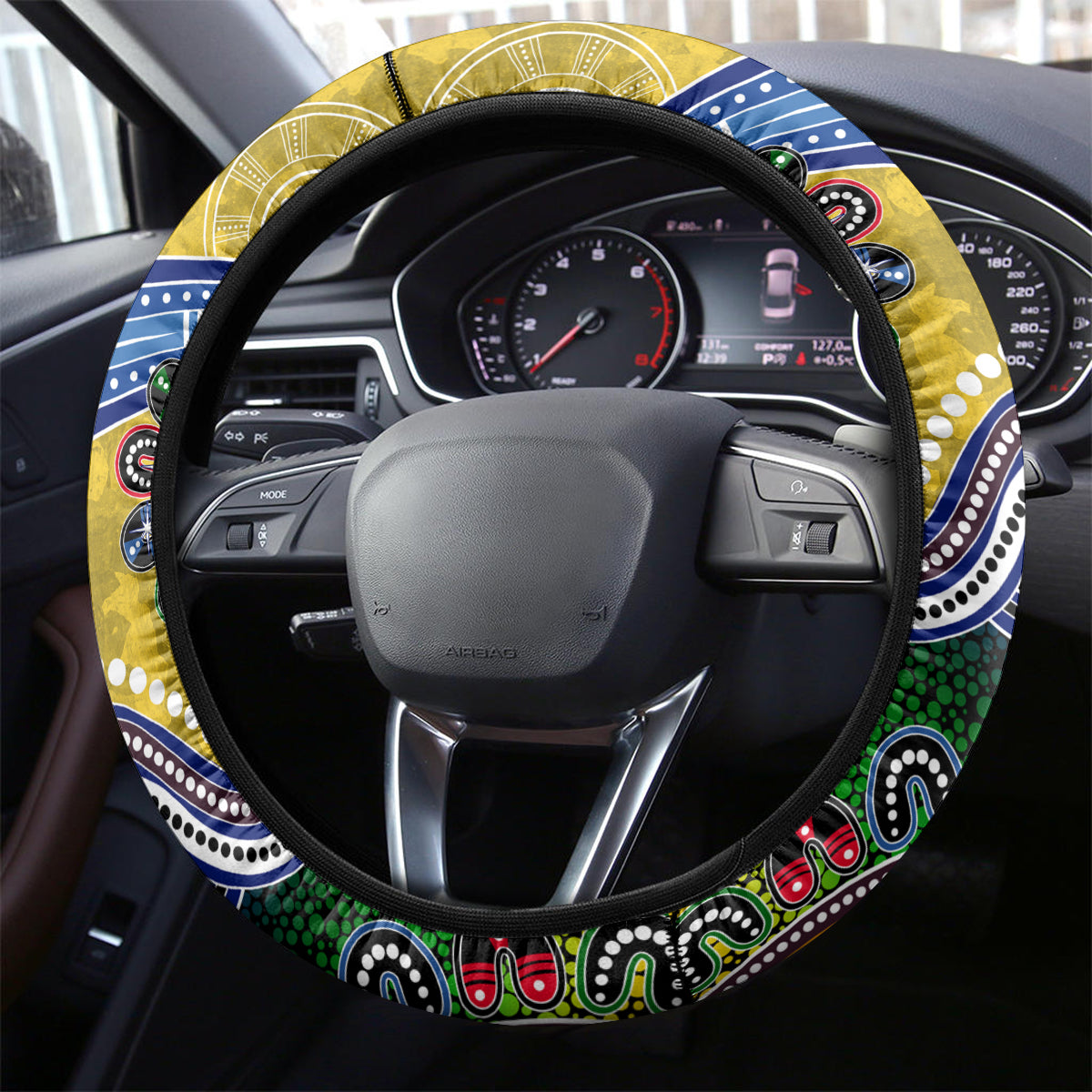 Eels NAIDOC Week 2024 Steering Wheel Cover Australia Aboriginal Dot Painting