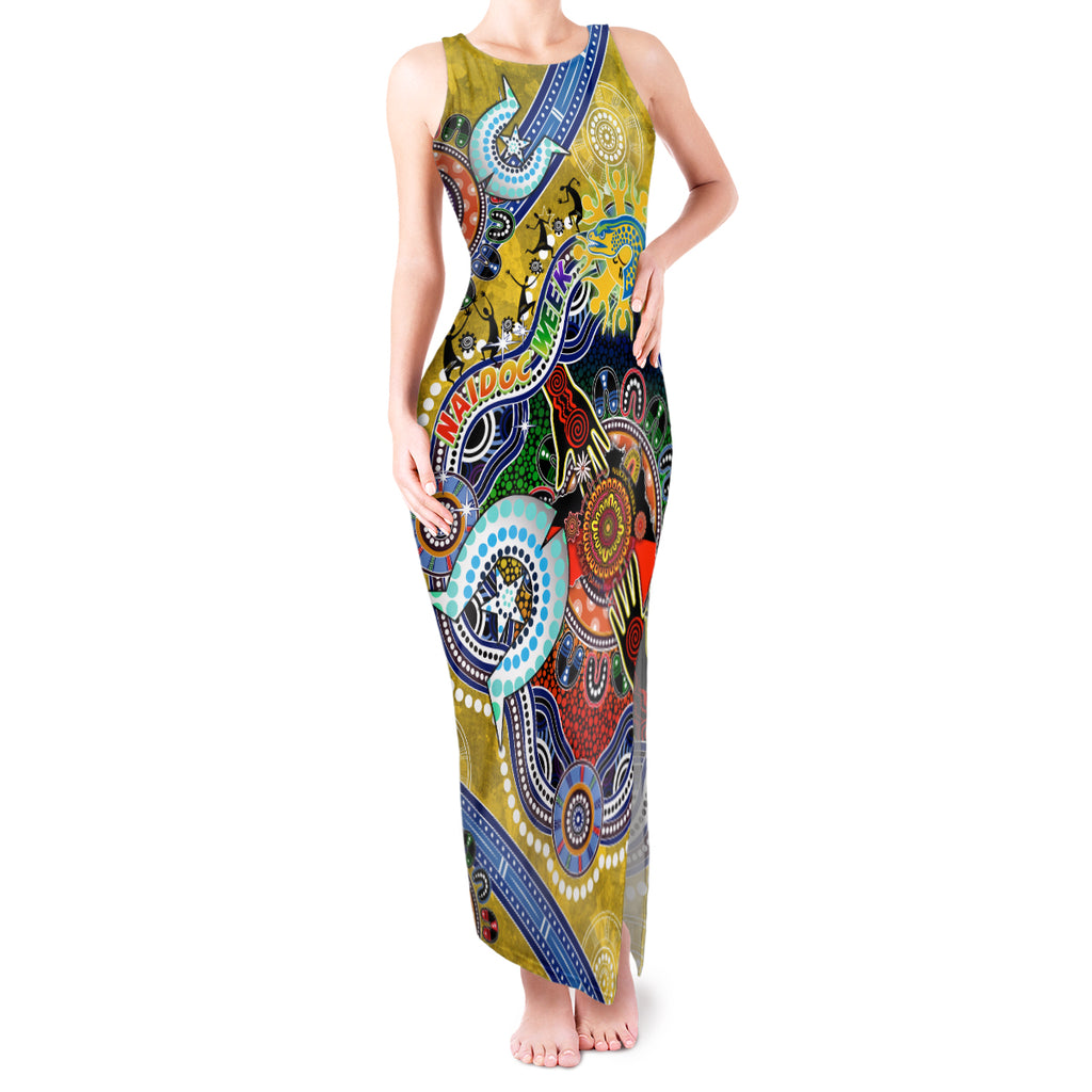 Personalised Eels NAIDOC Week 2024 Tank Maxi Dress Australia Aboriginal Dot Painting