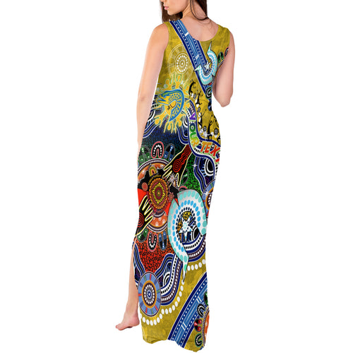 Personalised Eels NAIDOC Week 2024 Tank Maxi Dress Australia Aboriginal Dot Painting