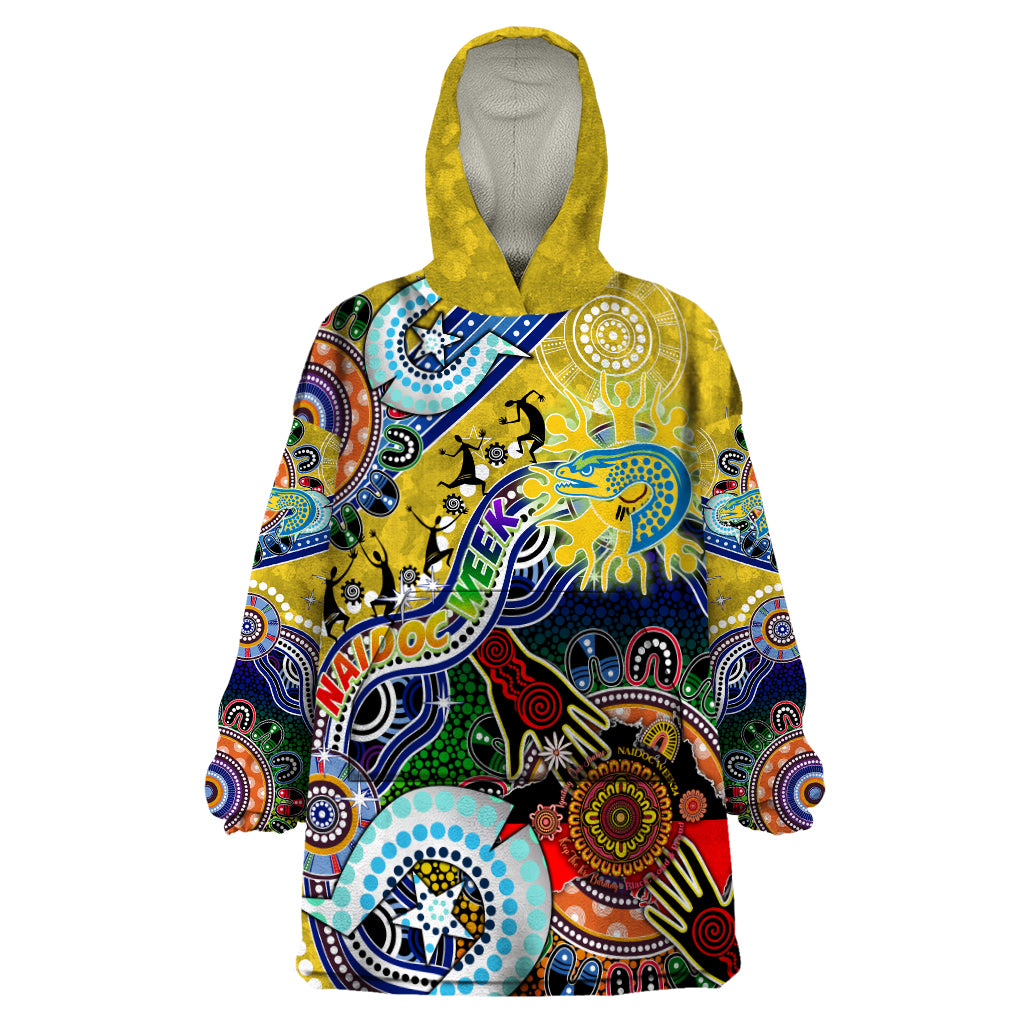 Personalised Eels NAIDOC Week 2024 Wearable Blanket Hoodie Australia Aboriginal Dot Painting