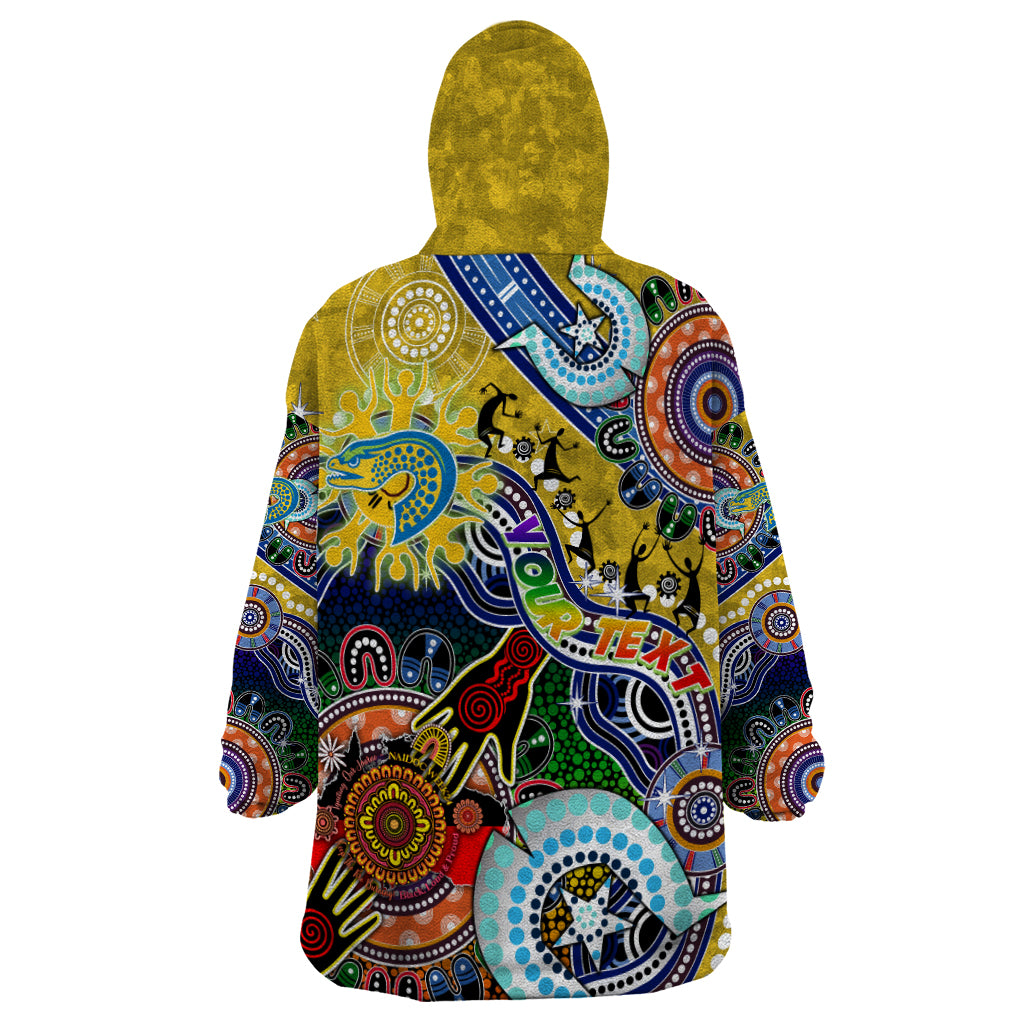 Personalised Eels NAIDOC Week 2024 Wearable Blanket Hoodie Australia Aboriginal Dot Painting