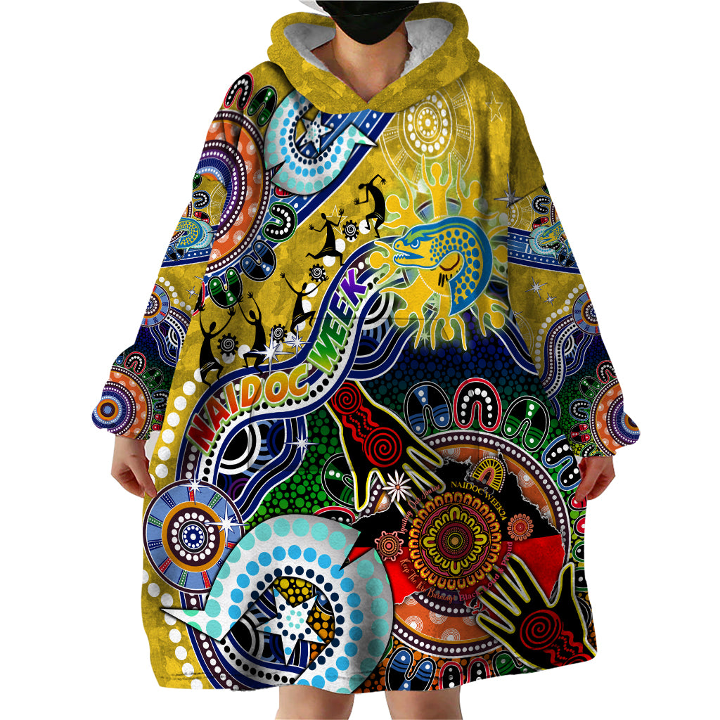 Personalised Eels NAIDOC Week 2024 Wearable Blanket Hoodie Australia Aboriginal Dot Painting