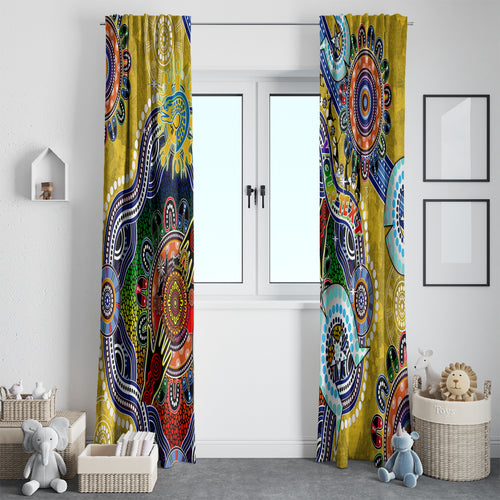 Personalised Eels NAIDOC Week 2024 Window Curtain Australia Aboriginal Dot Painting