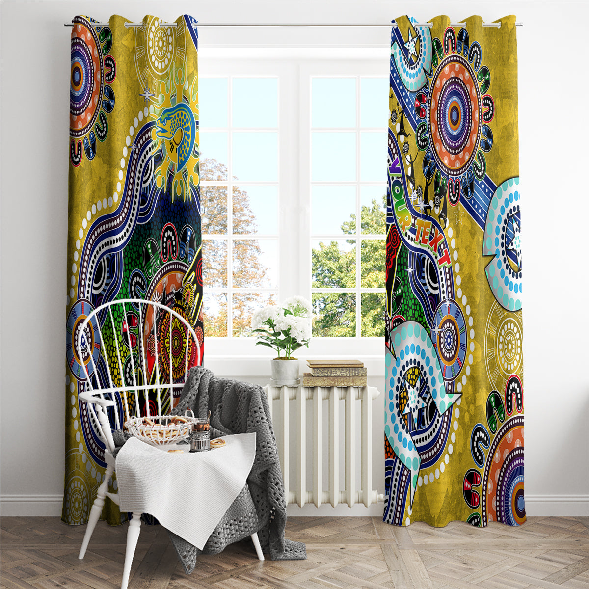 Personalised Eels NAIDOC Week 2024 Window Curtain Australia Aboriginal Dot Painting
