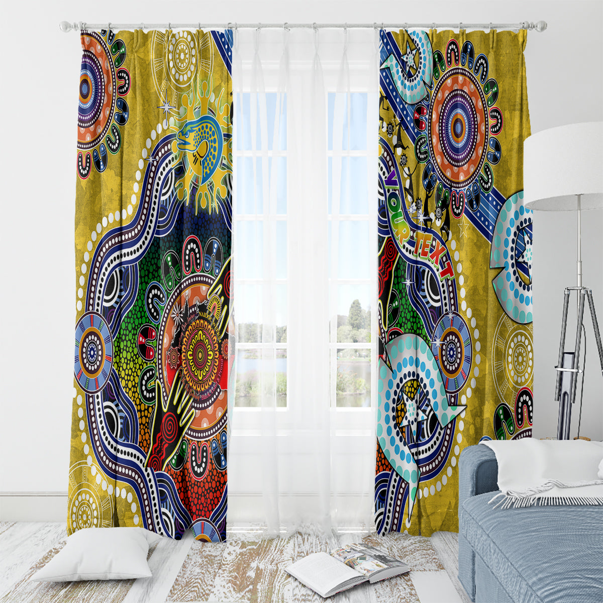 Personalised Eels NAIDOC Week 2024 Window Curtain Australia Aboriginal Dot Painting