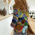 Personalised Eels NAIDOC Week 2024 Women Casual Shirt Australia Aboriginal Dot Painting
