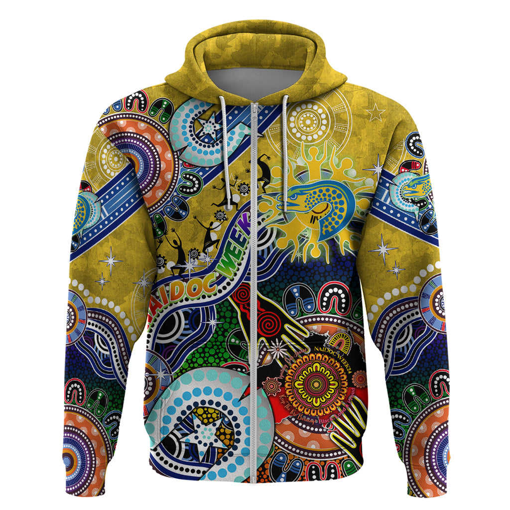 Personalised Eels NAIDOC Week 2024 Zip Hoodie Australia Aboriginal Dot Painting