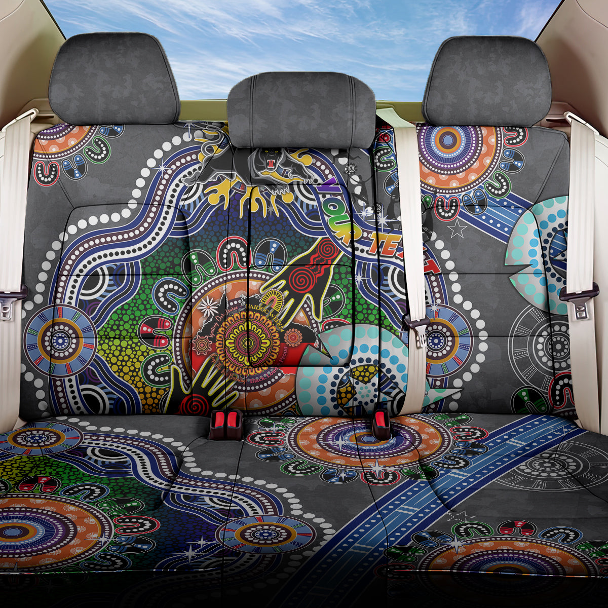 Personalised Panthers NAIDOC Week 2024 Back Car Seat Cover Australia Aboriginal Dot Painting